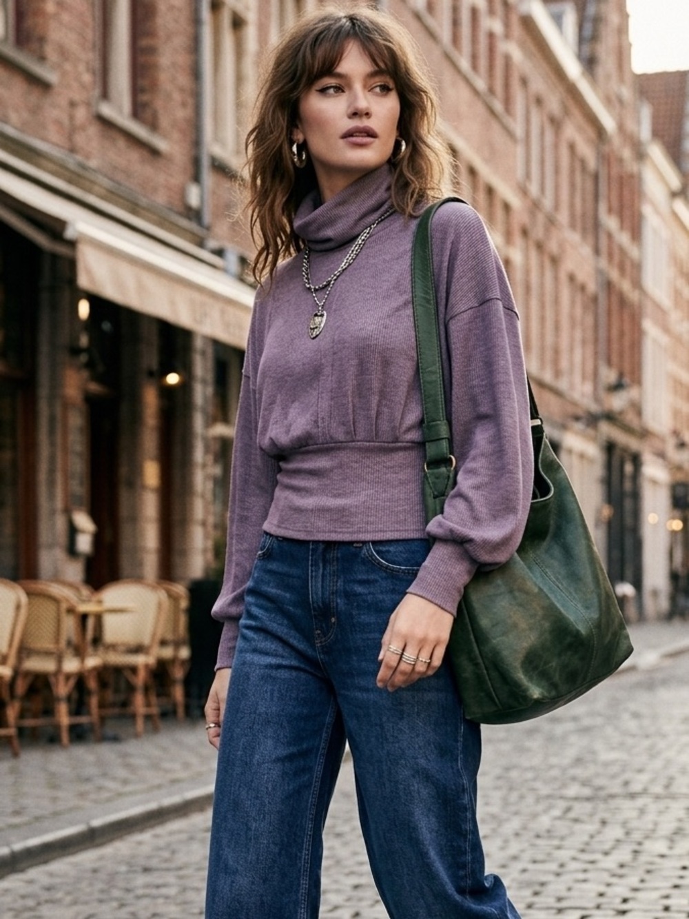 LAmade Lavender Cowl Neck Sweater